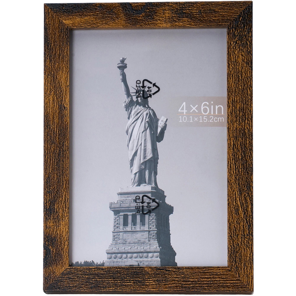 Living and Home Dark Walnut Wood Grain Photo Frame 4 x 6 inch 5 Pack Image 1