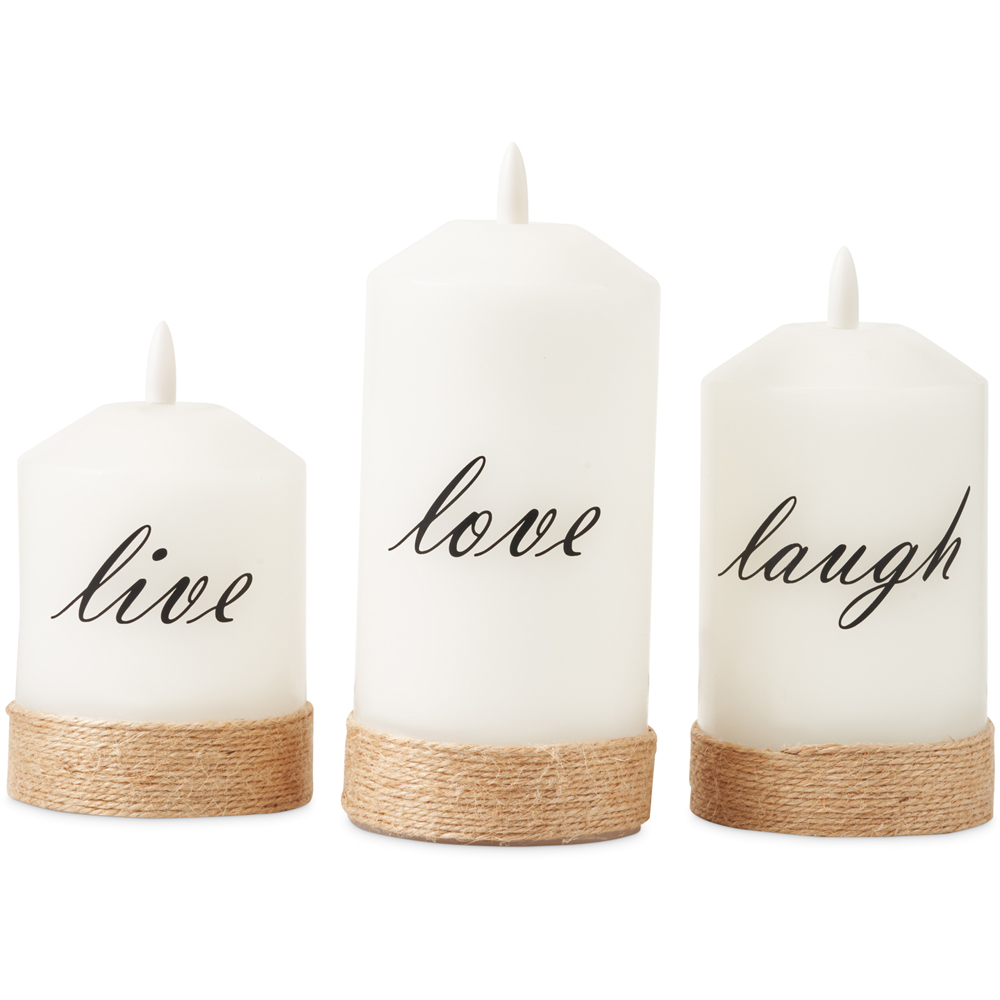 SA Products 3 Piece Live Love Laugh LED Candles Set Image 1