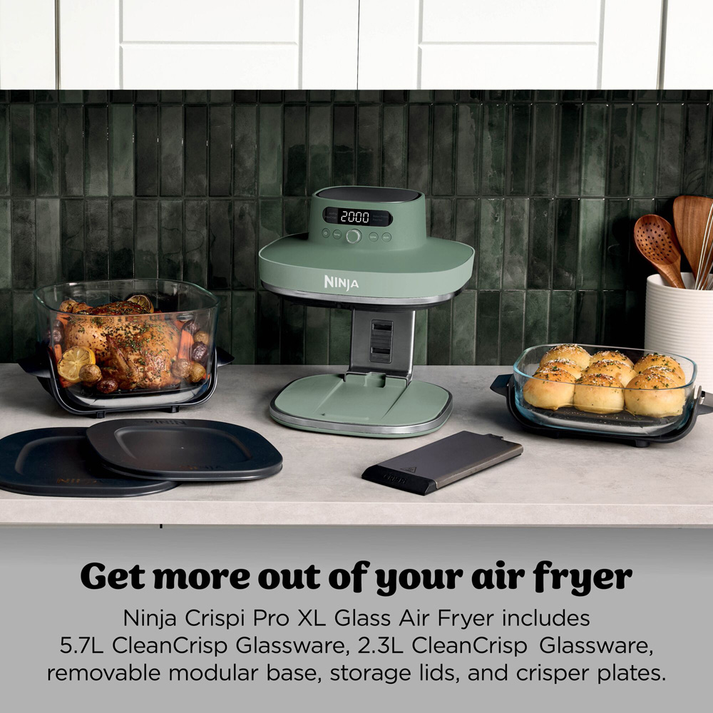 Ninja CRISPi PRO AS090UKGN 5-in-1 Moss Green Dual 8L Glass Air Fryer Image 4