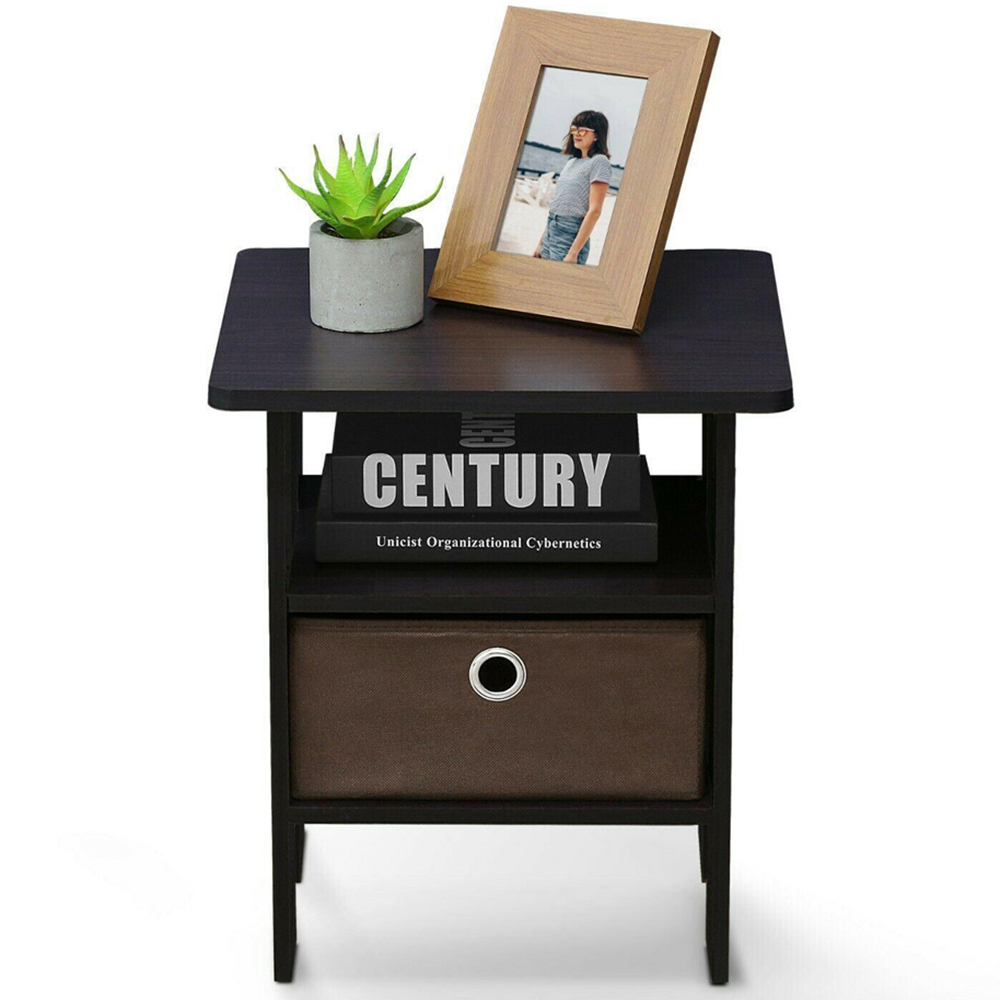 Walplus Andrey Single Drawer Single Shelf Dark Walnut End Table Image 7