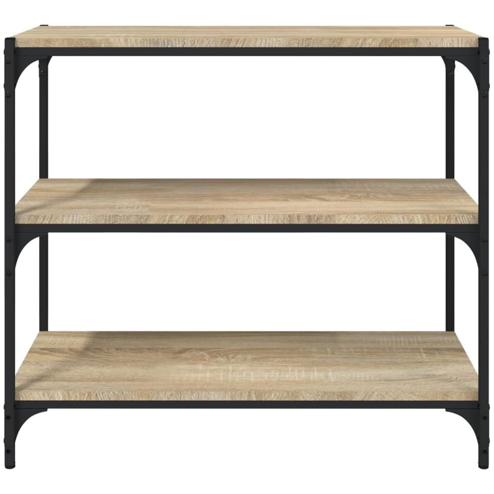 vidaXL 3 Shelf Sonoma Oak Wood and Steel Wide Bookcase Image 5