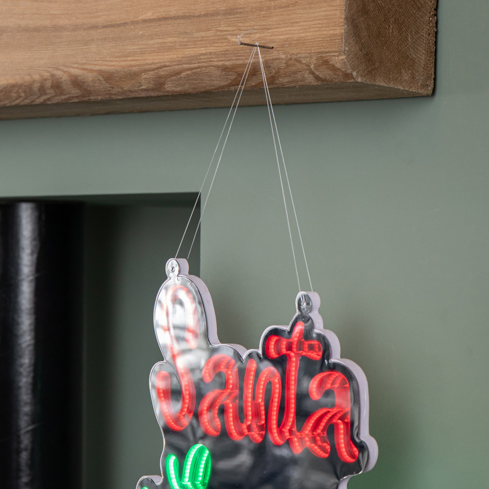 Samuel Alexander Multicolour LED Light Up Santa Stop Here Christmas Infinity Mirror Sign 40cm Image 4