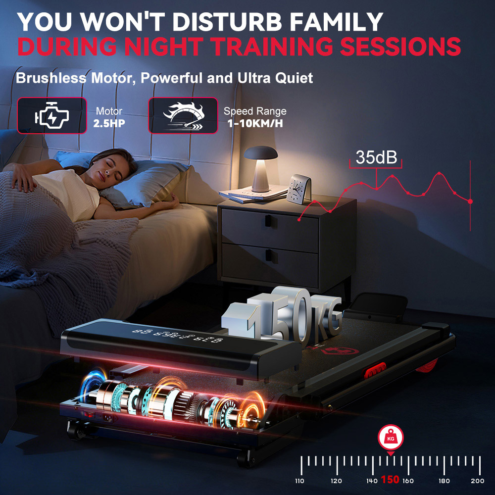Rattrix Y3 Black Auto Incline Foldable Treadmill Image 2