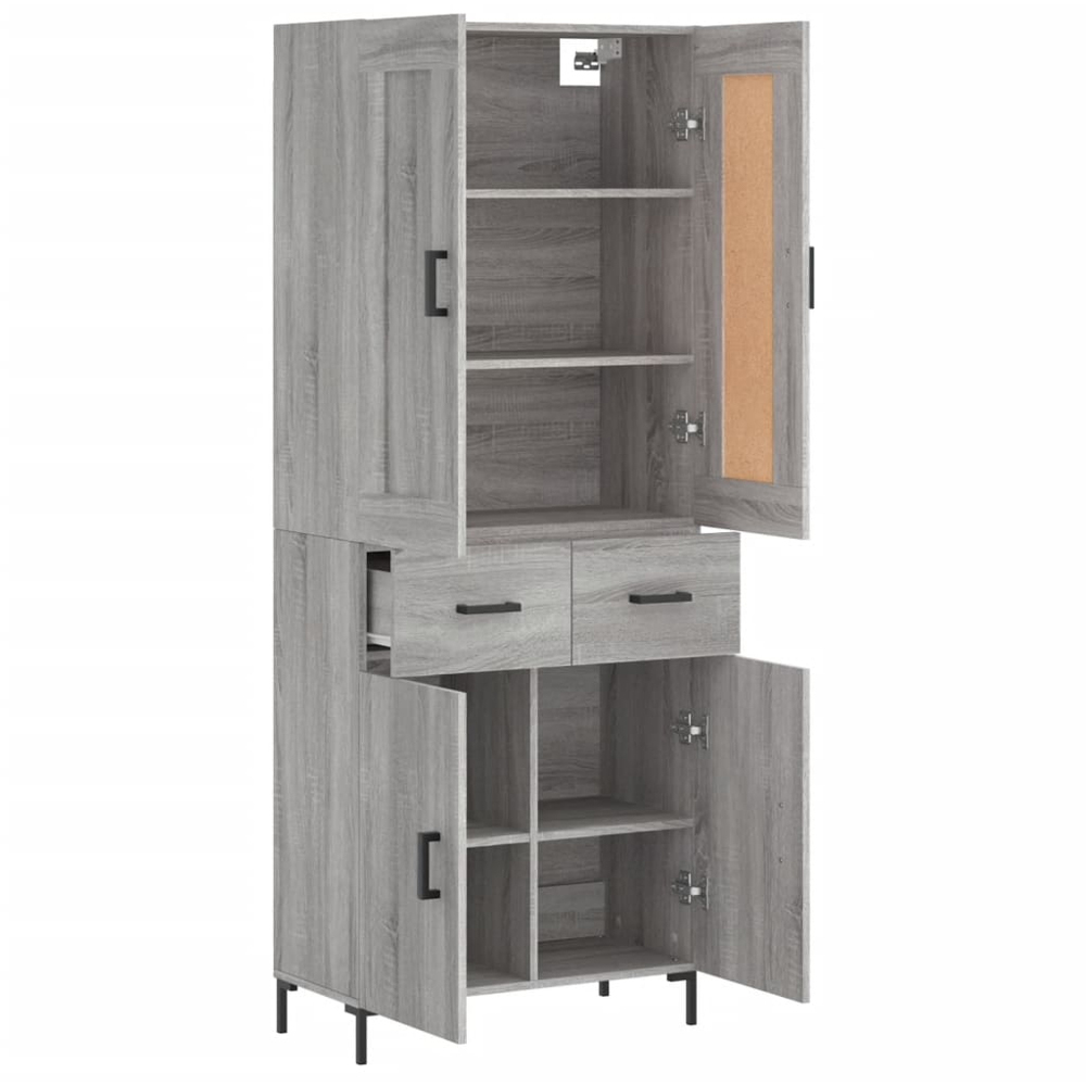 vidaXL 4 Door 2 Drawer Grey Sonoma Highboard Image 4