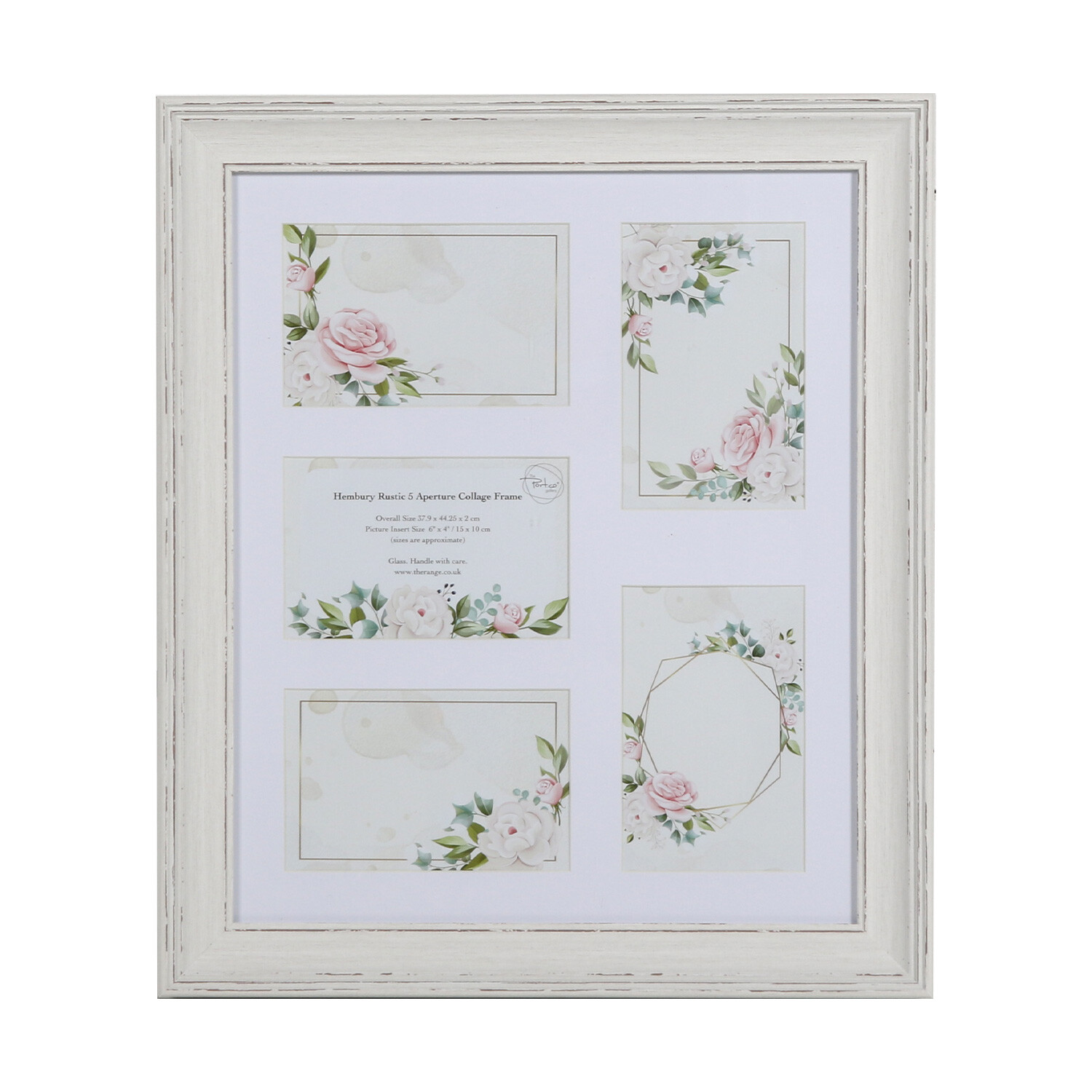 Hembury Rustic 5 Aperture Collage Frame - Off White Image