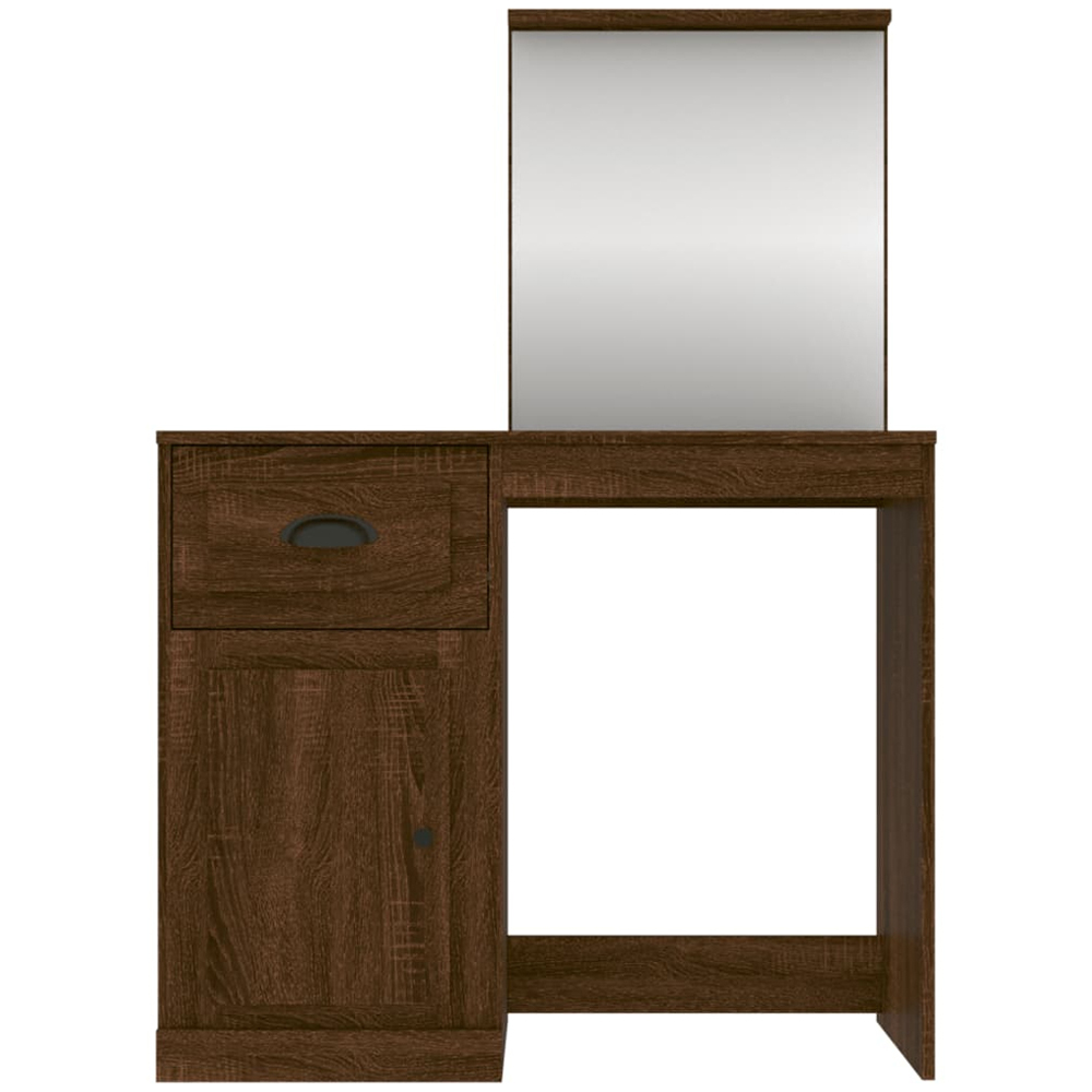 vidaXL Single Door Single Drawer Brown Oak Dressing Table with Mirror Image 6