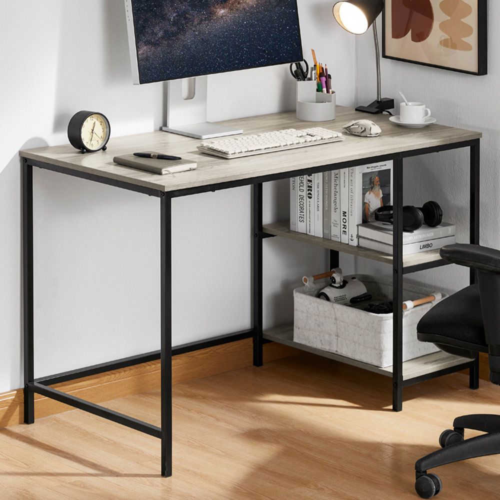 Vida Designs Brooklyn 2 Shelves Desk Grey Wood Image 1
