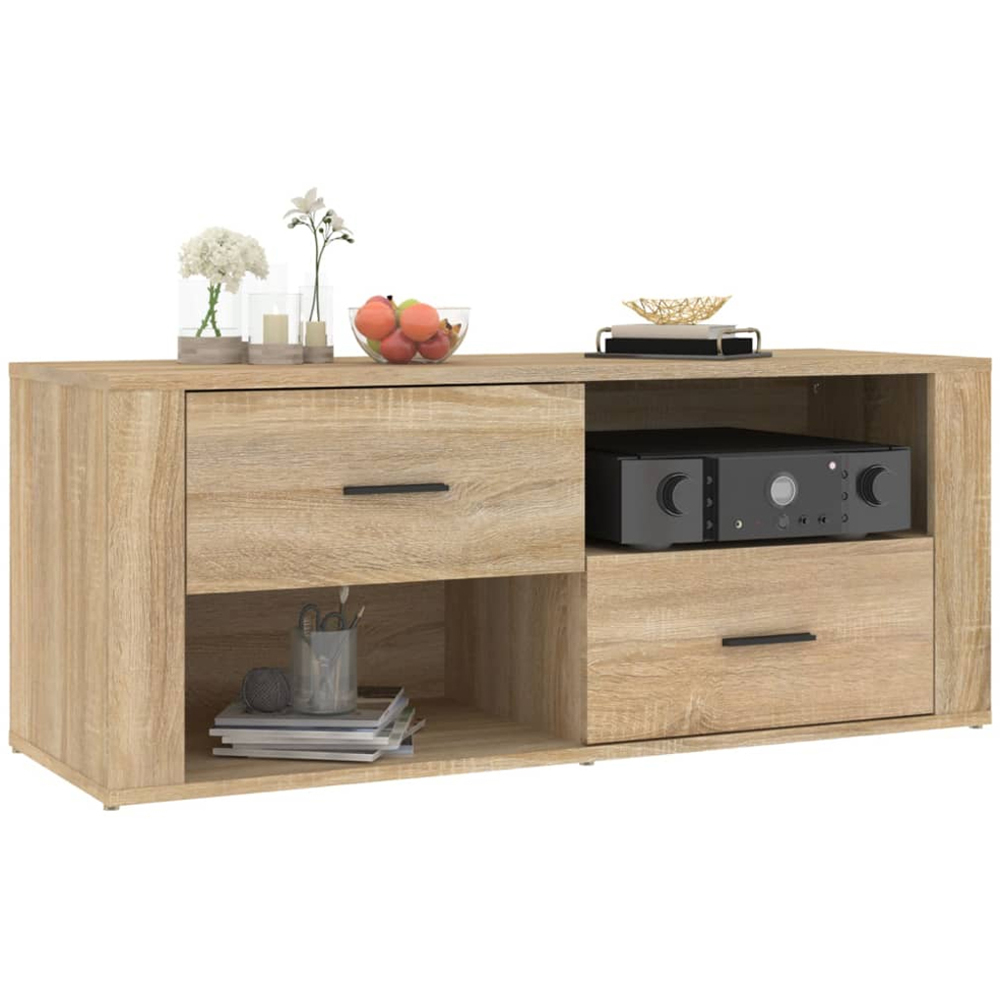 vidaXL 2 Drawer 2 Shelf Sonoma Oak TV Cabinet Image 4