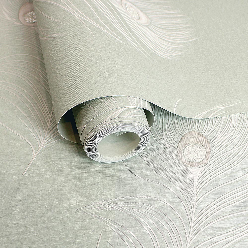 Holden Decor Pavona Sage Vinyl Wallpaper Image 2