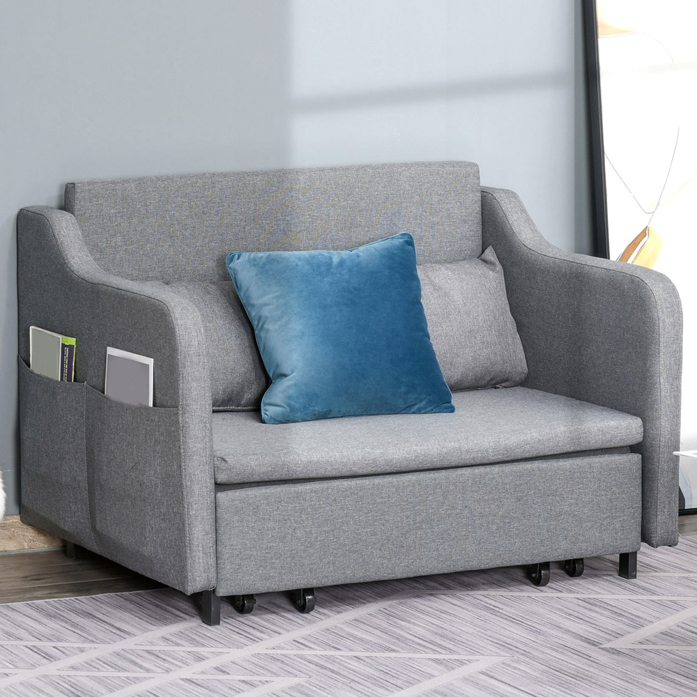 Portland Single Seater Grey Fabric Sofa Bed Image 1
