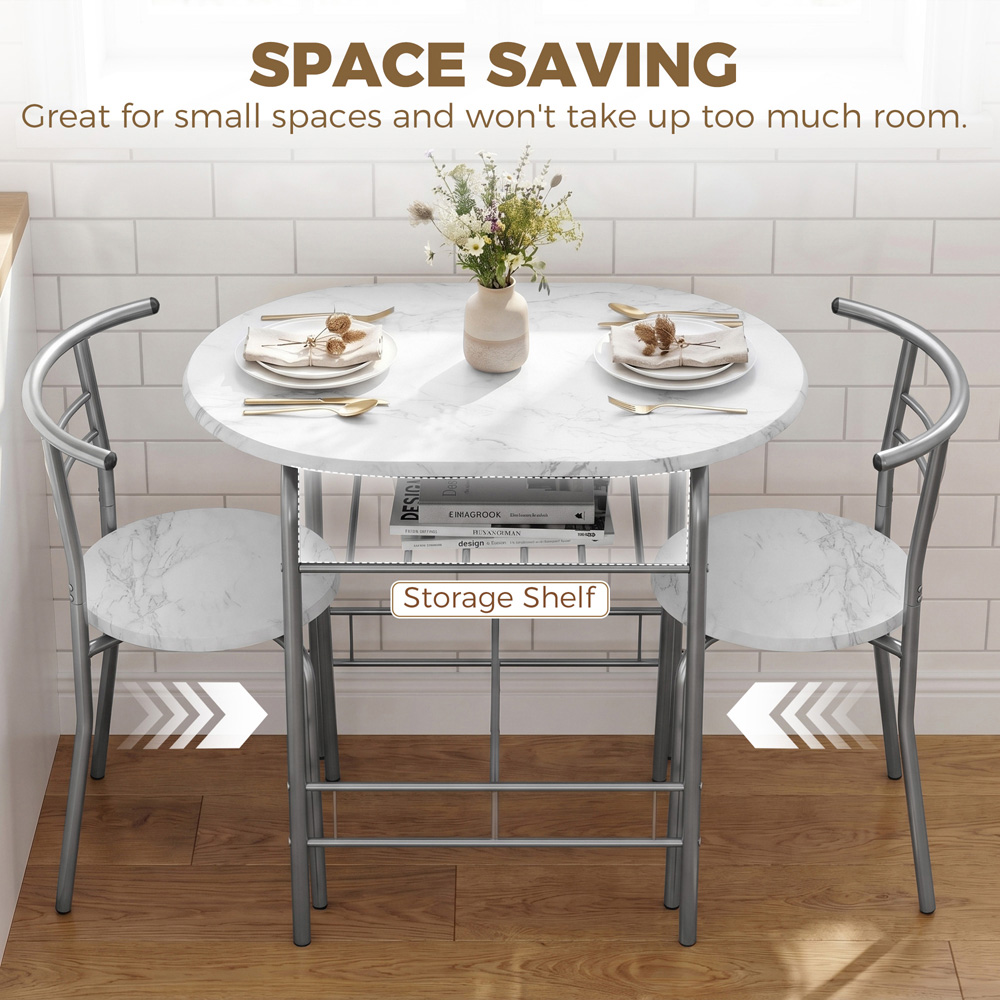 HOMCOM 2 Seater Breakfast Bar Table and Stool Set with Shelf Image 4
