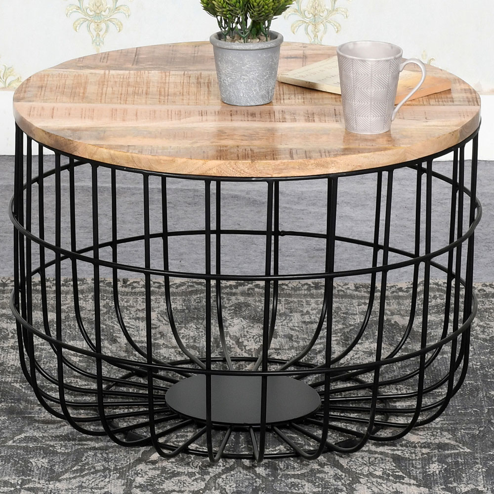 Brooklyn Surrey Solid Wood and Metal Wire Coffee Table Image 1