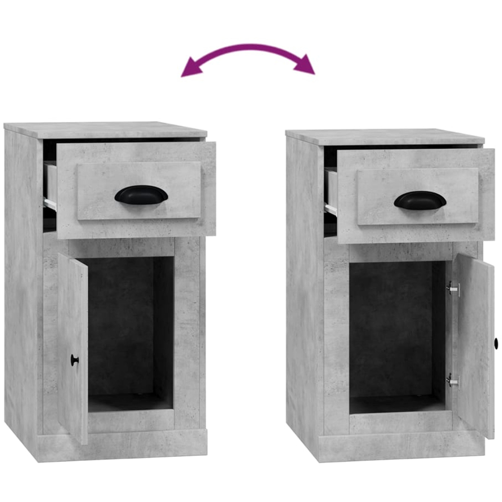 vidaXL Single Door Single Drawer Concrete Grey Side Cabinet Image 7