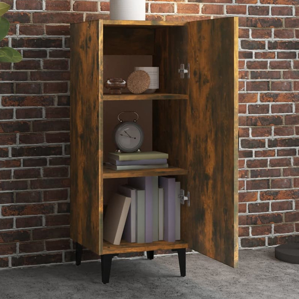 vidaXL Single Door Smoked Oak Narrow Sideboard Image 1