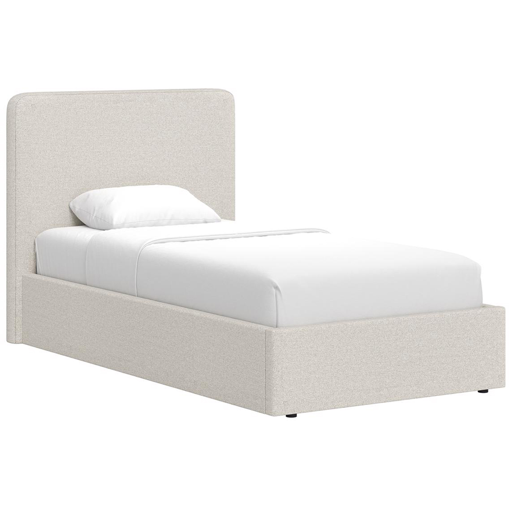 FWStyle Single Beige Upholstered Lift Up Ottoman Bed Frame Image 2