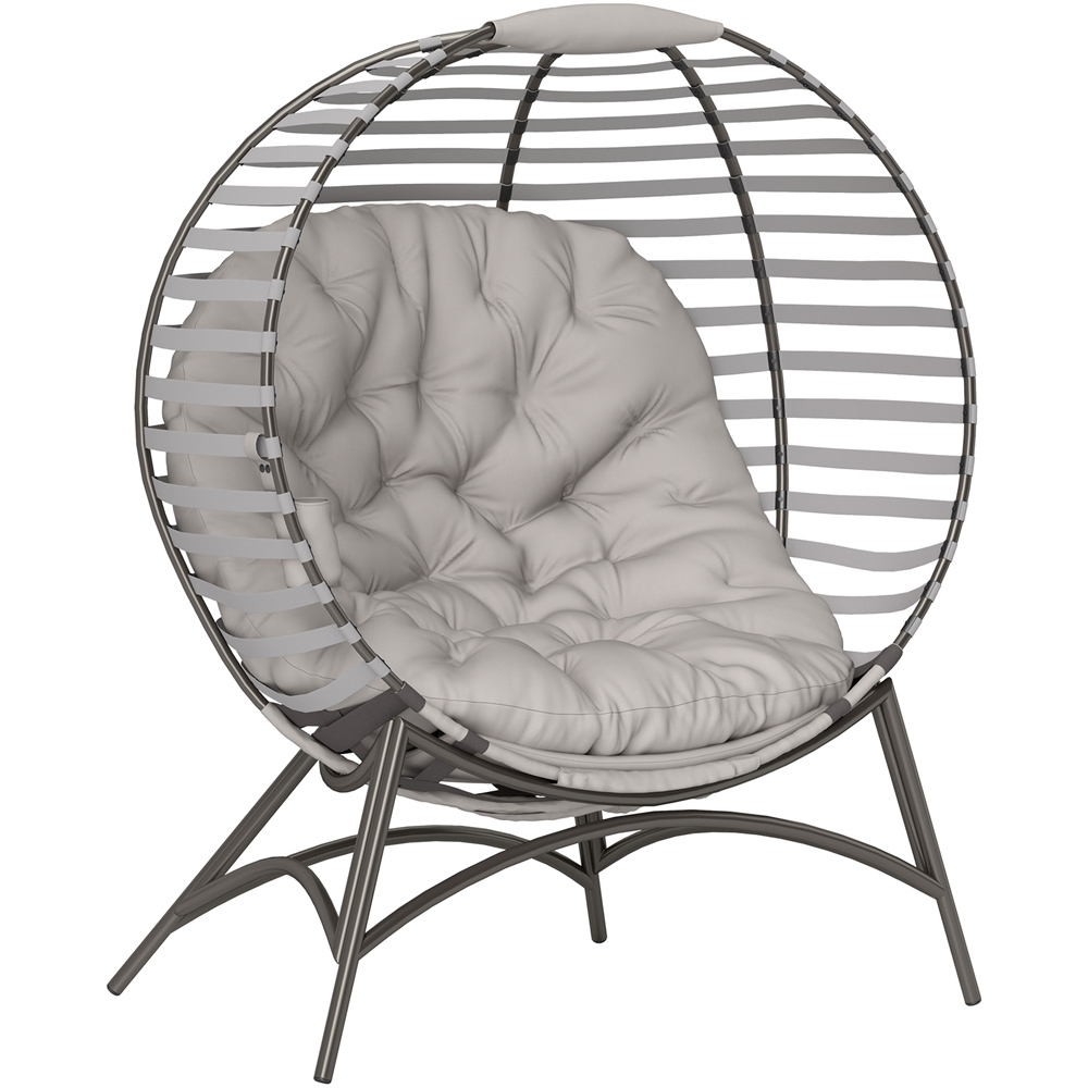 Outsunny Light Grey Egg Chair with Cushion Image 2