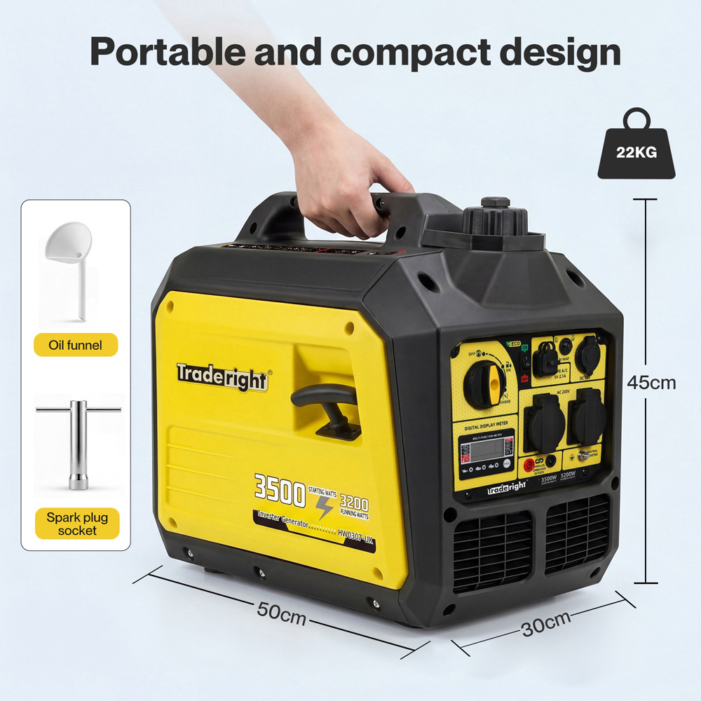Traderight Portable Quiet Petrol Inverter Generator 3500W Image 8