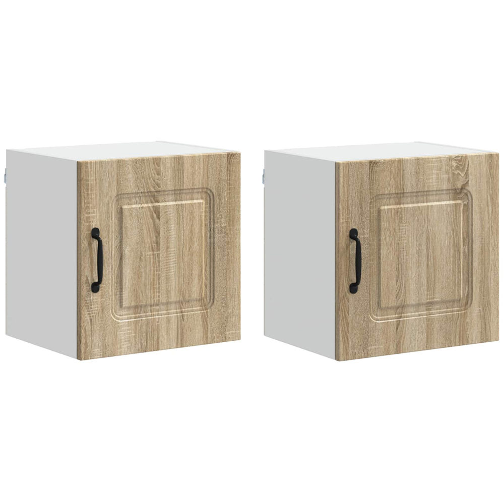 vidaXL Kalmar Single Door Sonoma Oak Wall Mounted Square Kitchen Cabinet Set of 2 Image 2