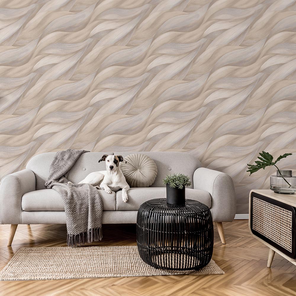 Erismann Leaf Waves Natural and Beige Wallpaper Image 3