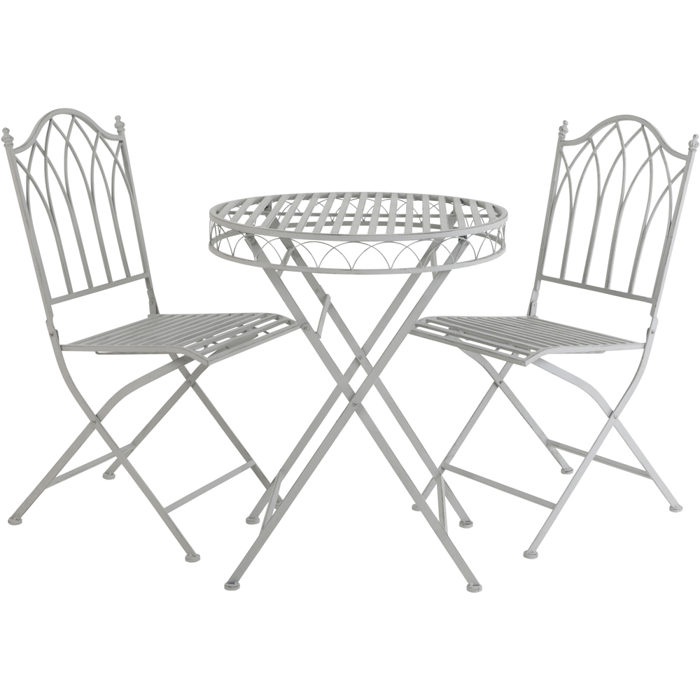 Charles Bentley 2 Seater Grey Decorative Rustic Metal Garden Bistro Set Image 2