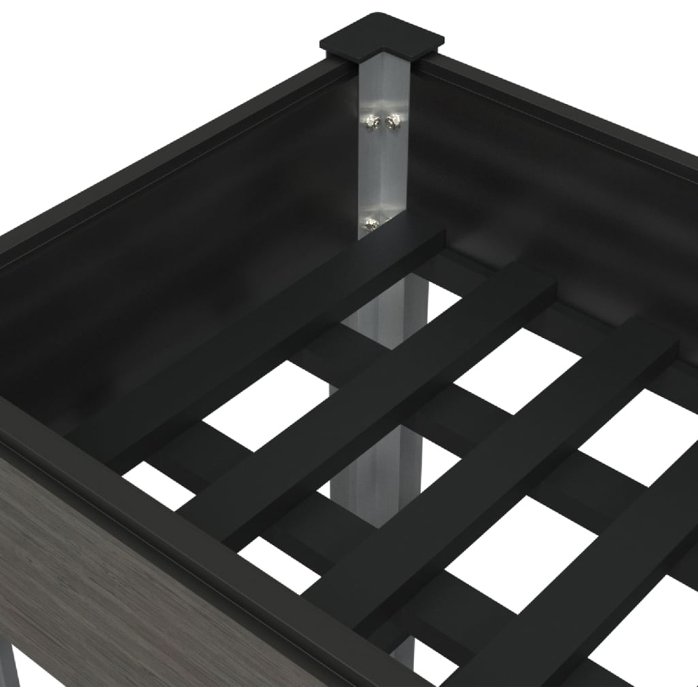 vidaXL Grey Wood Plastic Raised Garden Bed with Shelf 75 x 100 x 50cm Image 4