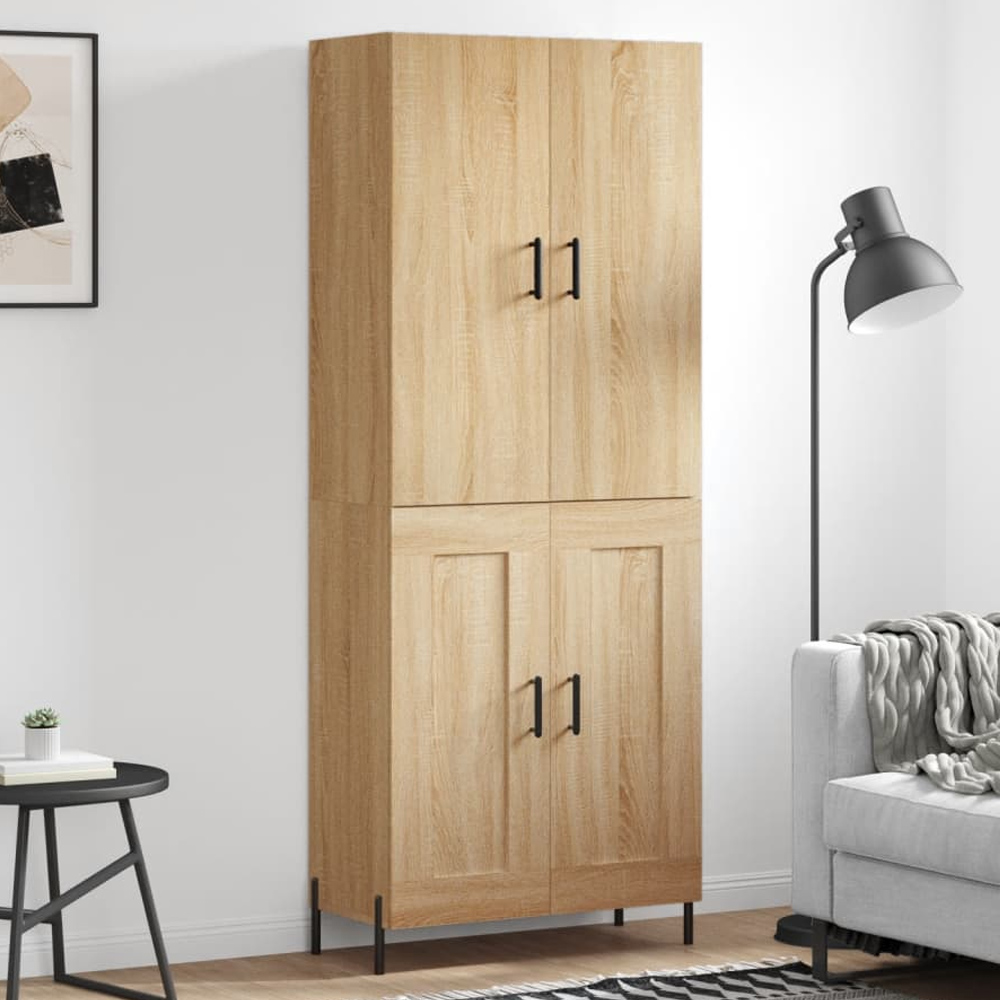 vidaXL 4 Door 6 Shelf Sonoma Oak Highboard with Metal Legs Image 1