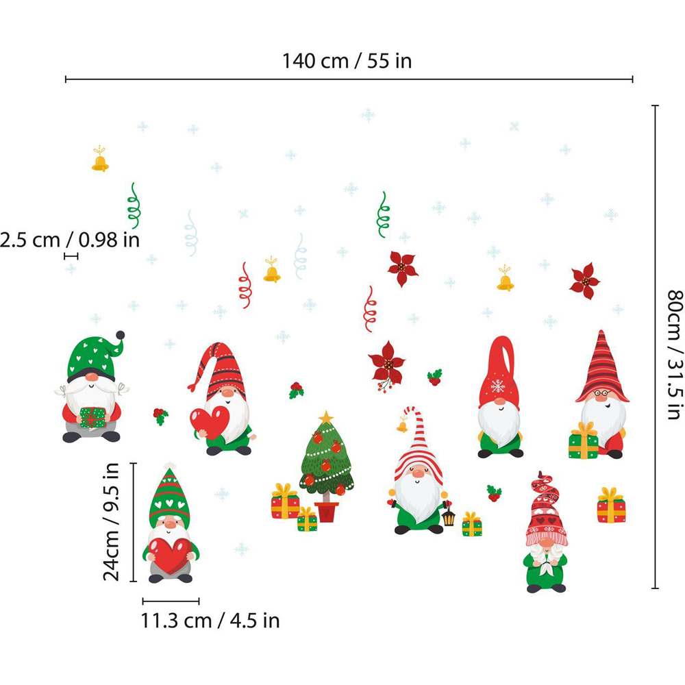 Walplus Christmas Gnomes and Snowflakes Self Adhesive Wall Stickers 63 Piece Image 5