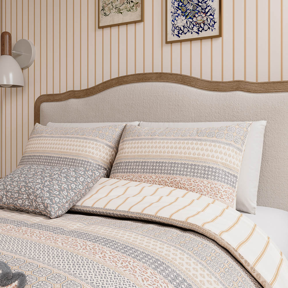 Helena Springfield Double Graphite and Copper Folk Stripe Duvet Set Image 3