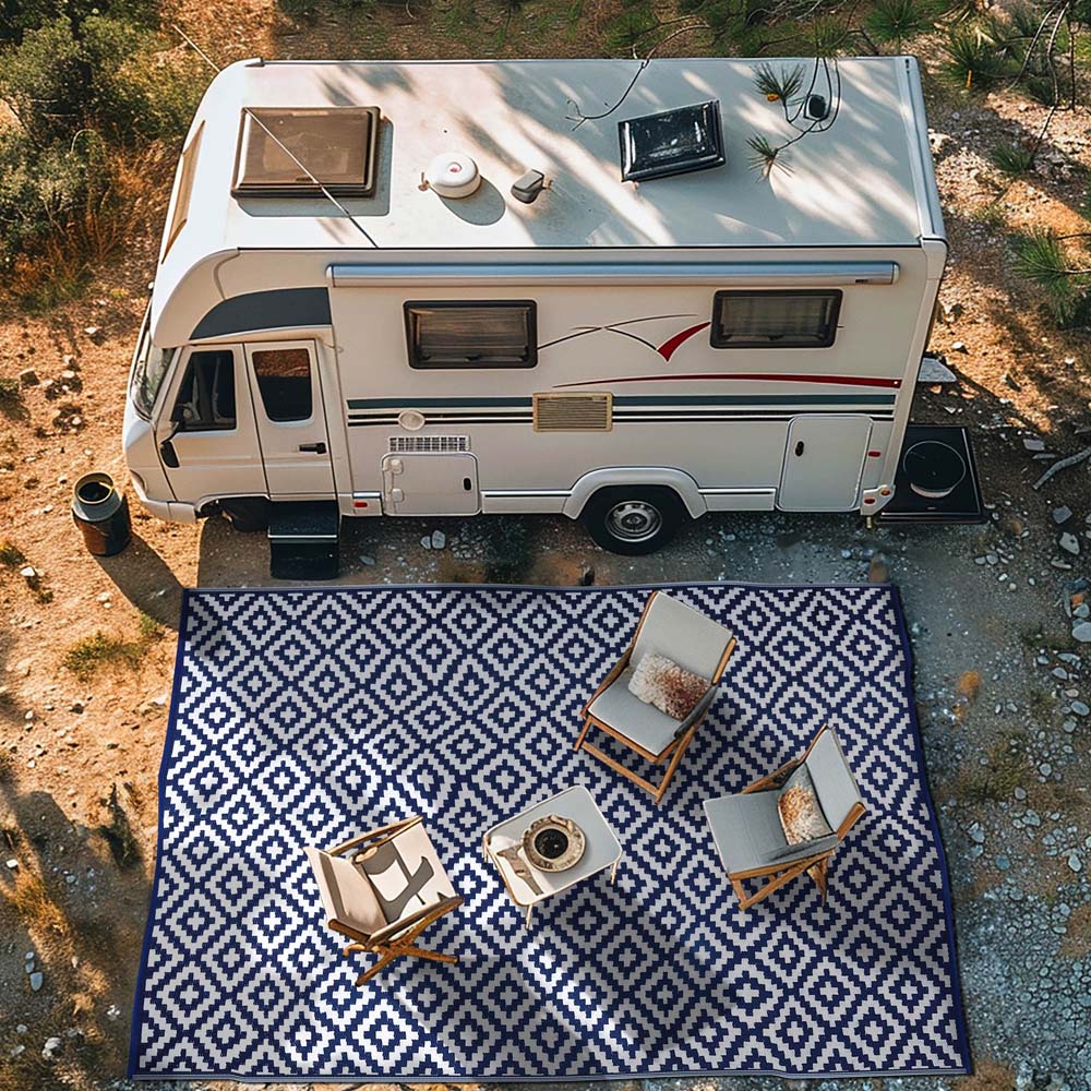 Green Decore Bliss Navy Blue and White Camping and Picnic Rug 270 x 360cm Image 8
