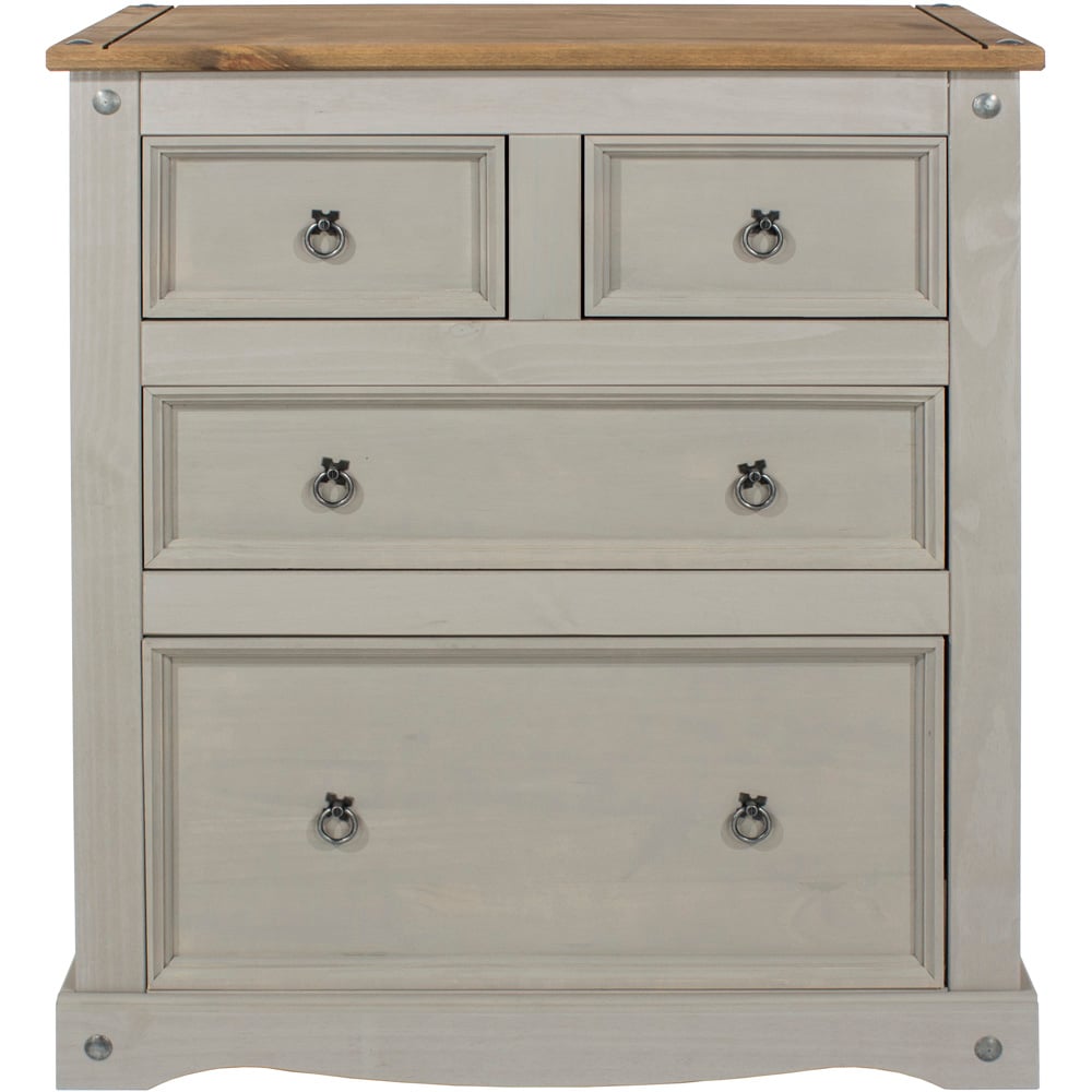 Corona 4 Drawer Grey Washed Wax Chest of Drawers Image 2