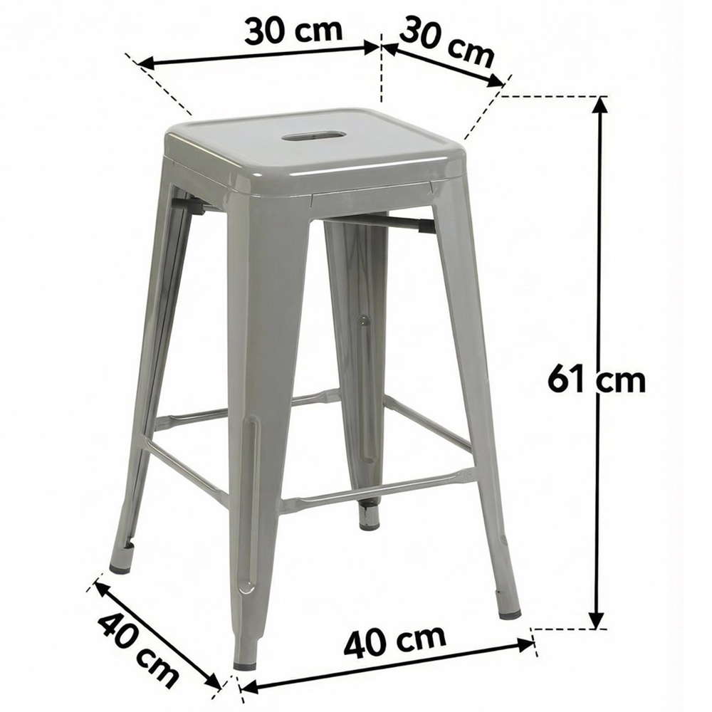 FWStyle Silver Gloss Metal Bar Stool 4 Pack Image 6