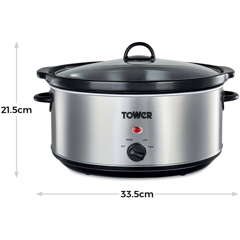 Tower T16040Y Silver Stainless Steel Slow Cooker 6.5L Image 8