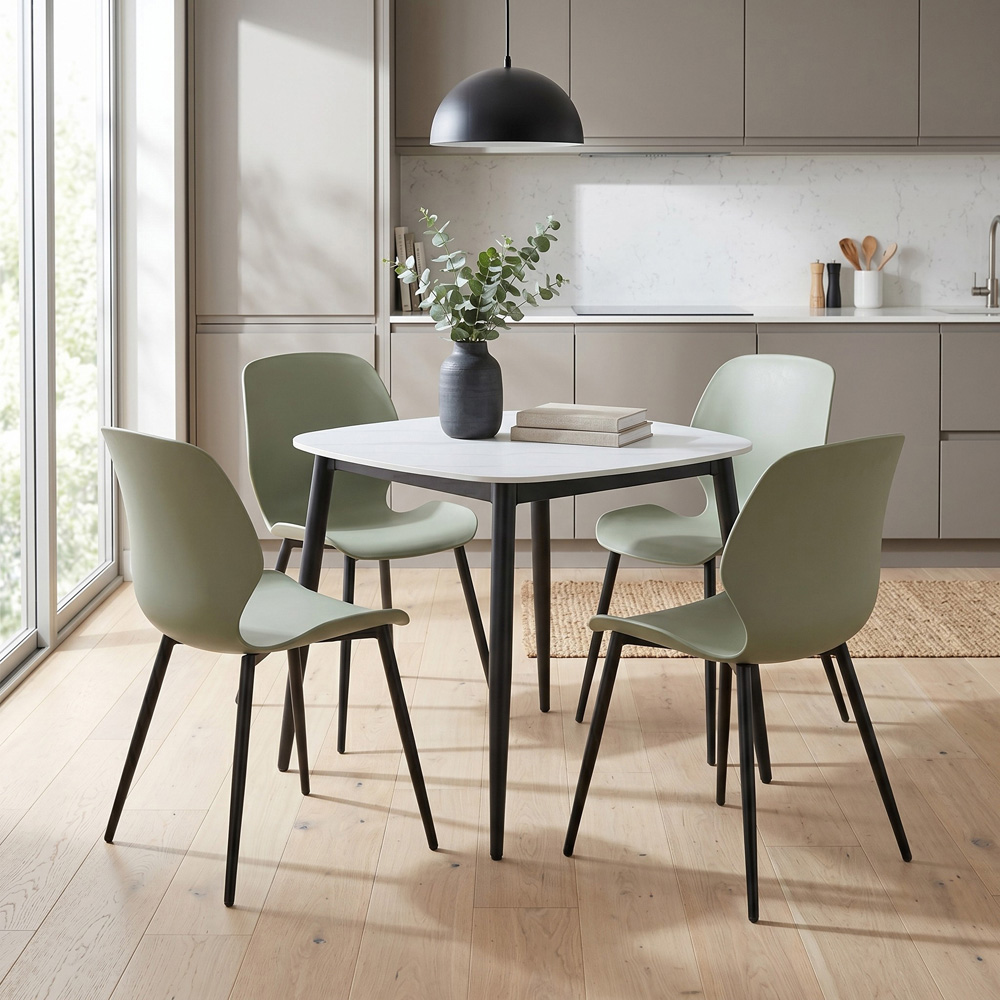 Core Products Aspen Carnaby 4 Seater Sintered Stone Plastic Square Dining Set Sage Green Image 5
