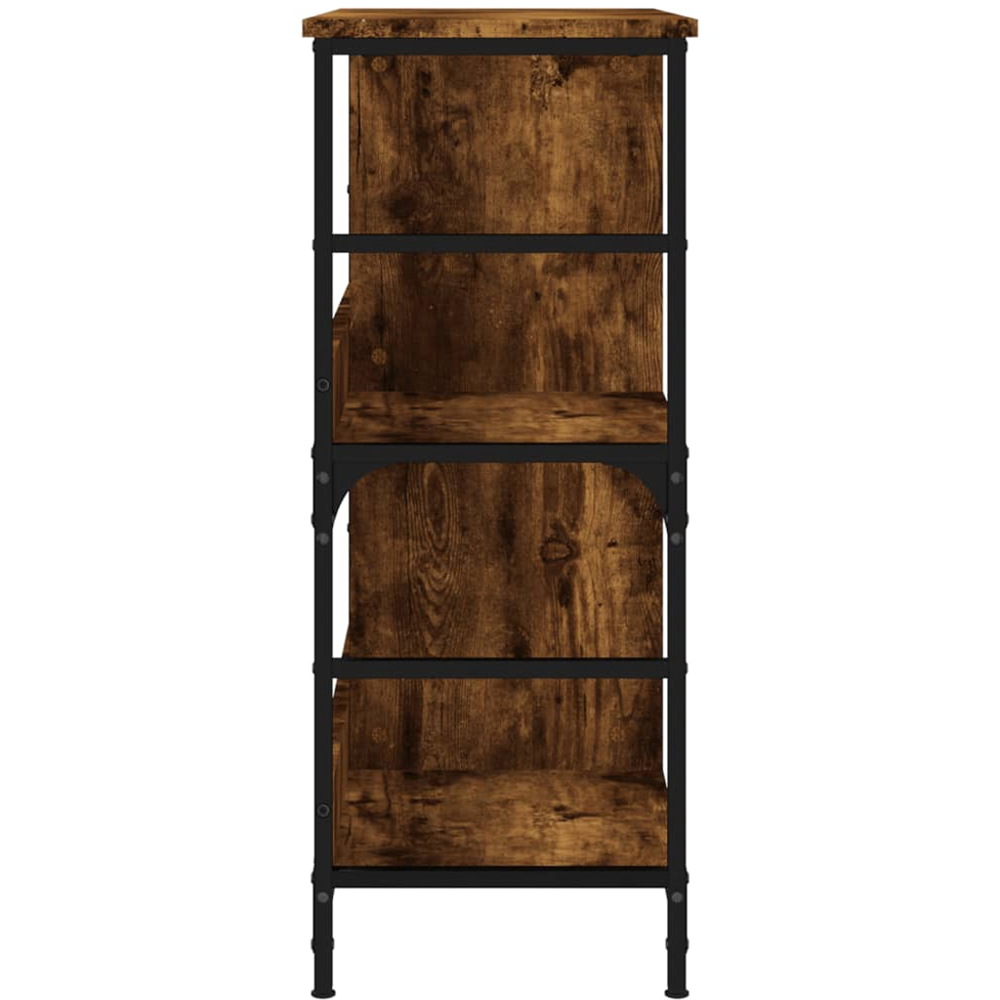 vidaXL 4 Shelf Smoked Oak Wood and Steel Wide Bookcase Image 5