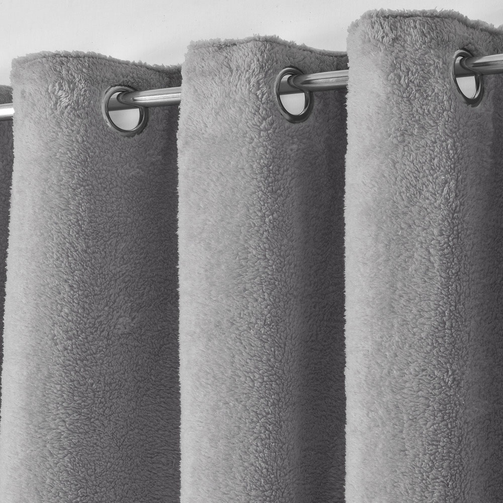Velosso Teddy Grey Eyelet Curtains 168 x 229cm Image 2