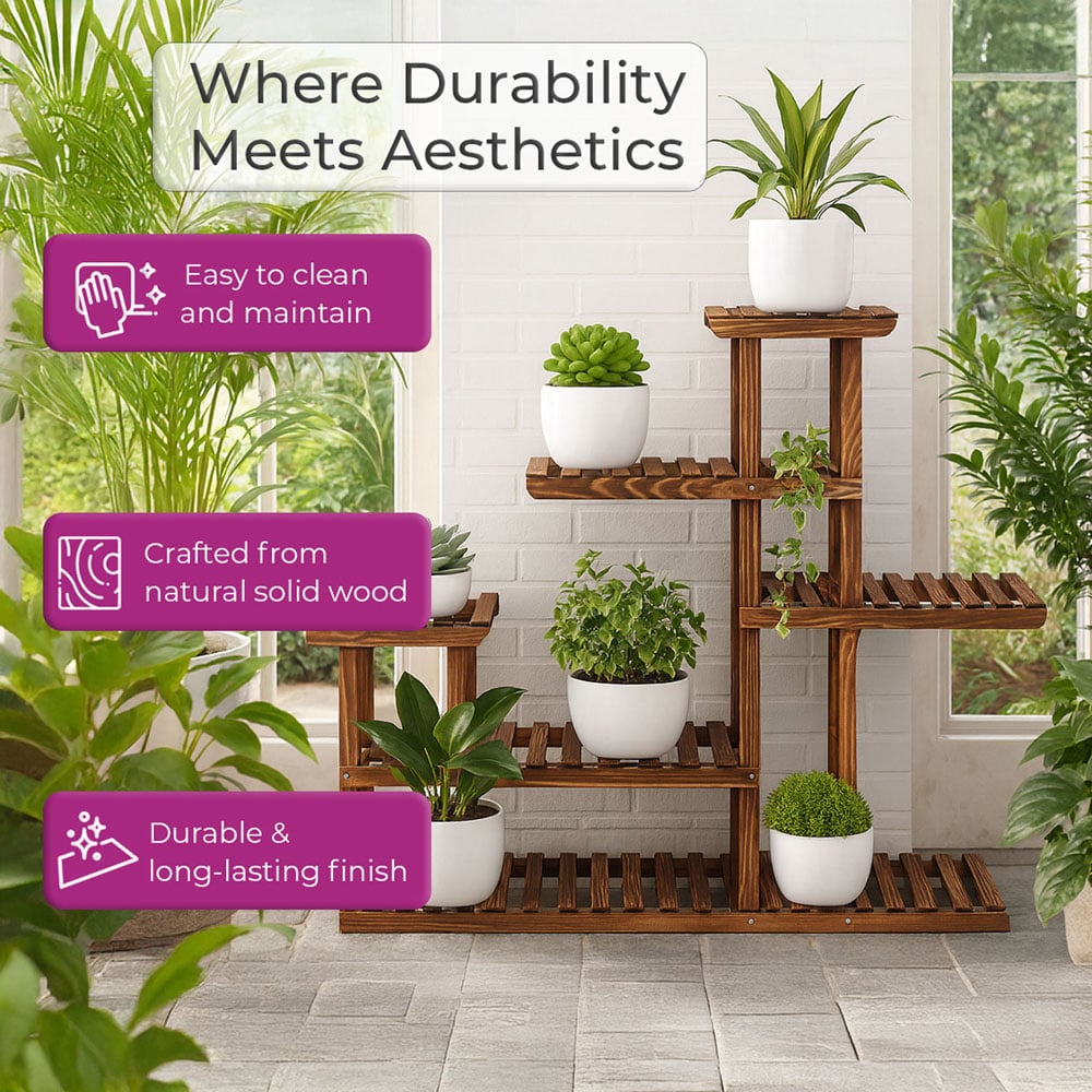Neo 6 Tier Wooden Indoor and Outdoor Plant Stand Image 8