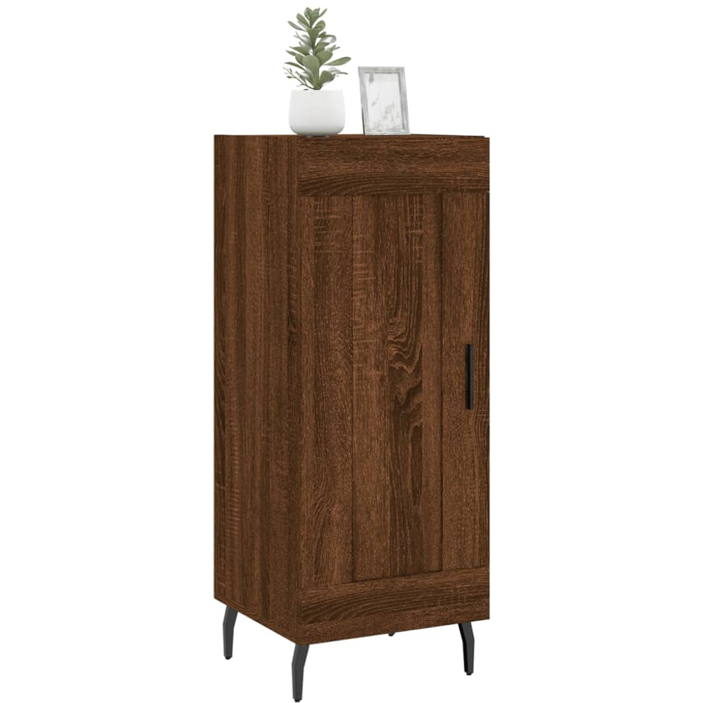 vidaXL Single Door Brown Oak Sideboard with Metal Legs Image 3