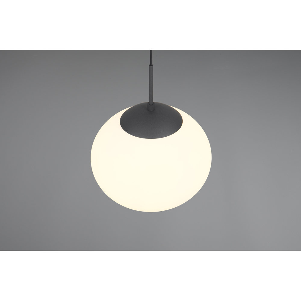 TRIO Fomento Matt Black and White Glass Ceiling Pendant Light Image 3