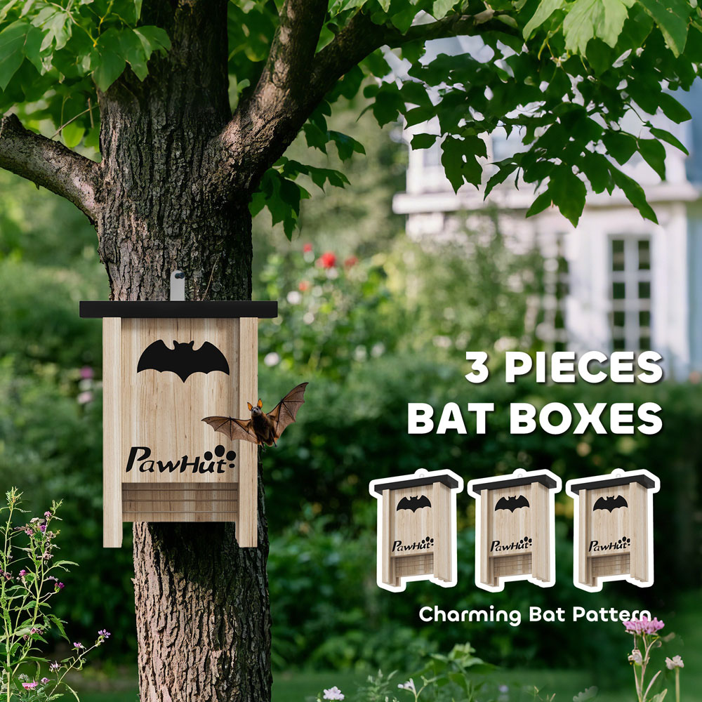 PawHut 18 x 6 x 22.5cm 3 Piece Bat Boxes Image 8