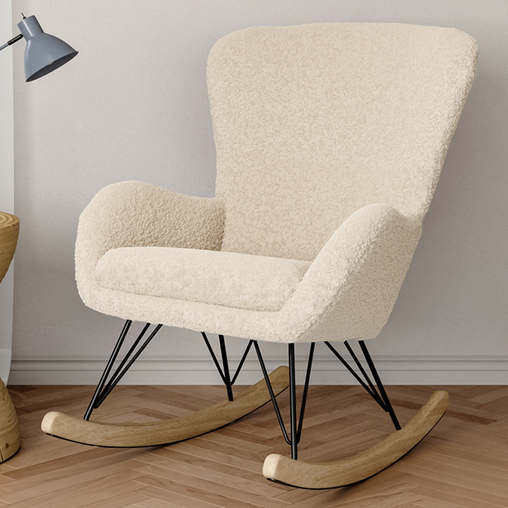 Living and Home Faux Wool Rocking Chair Image 1