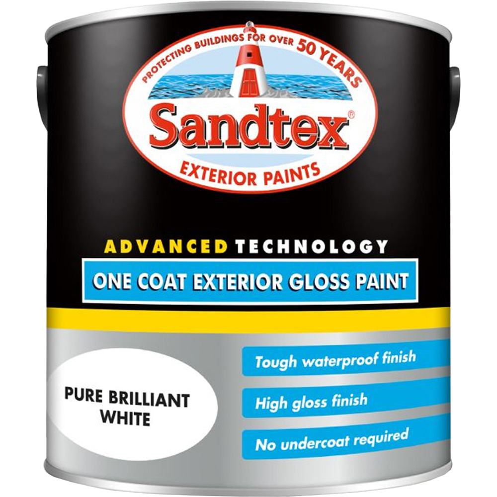 Sandtex Retail Brilliant White 1 Coat Exterior Gloss Paint 2.5L Image 2