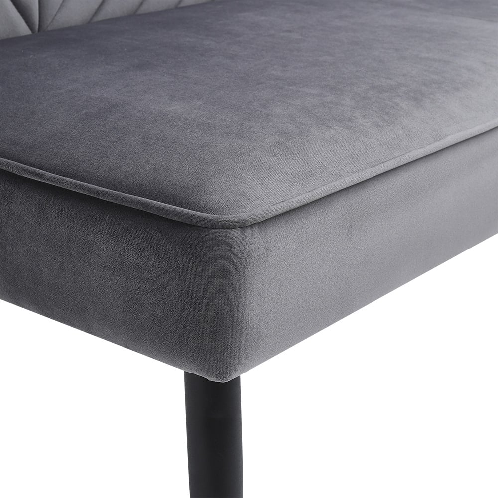 Living and Home 2 Seater Grey and Black Upholstered Tufted Dining Bench Image 3