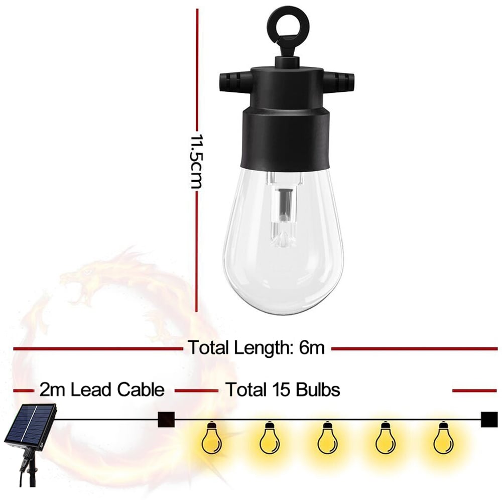 ExtraStar 15 RGB LED Smart Garden Solar String Light Festoon Light with Remote Control Image 4