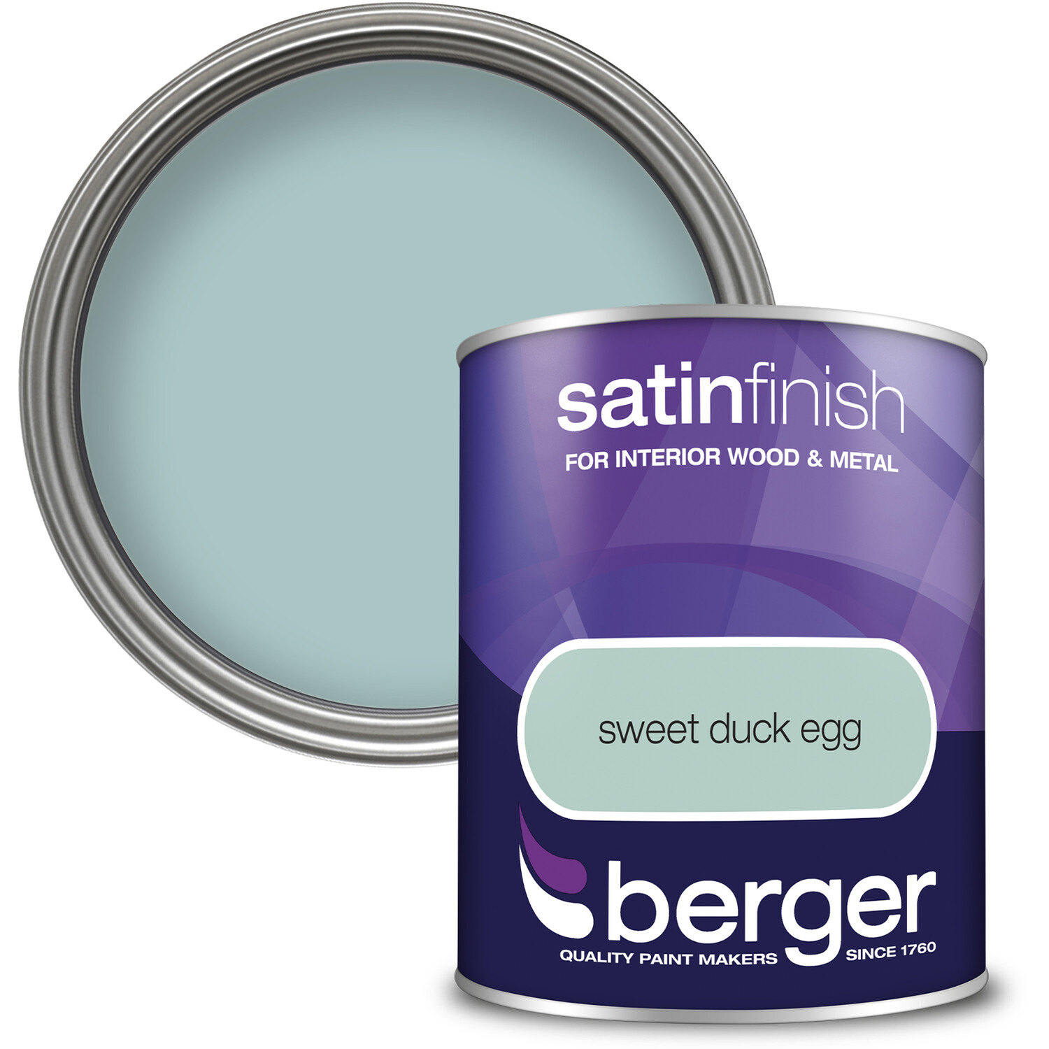 Berger Wood and Metal Sweet Duck Egg Satin Finish Paint 750ml Image 1