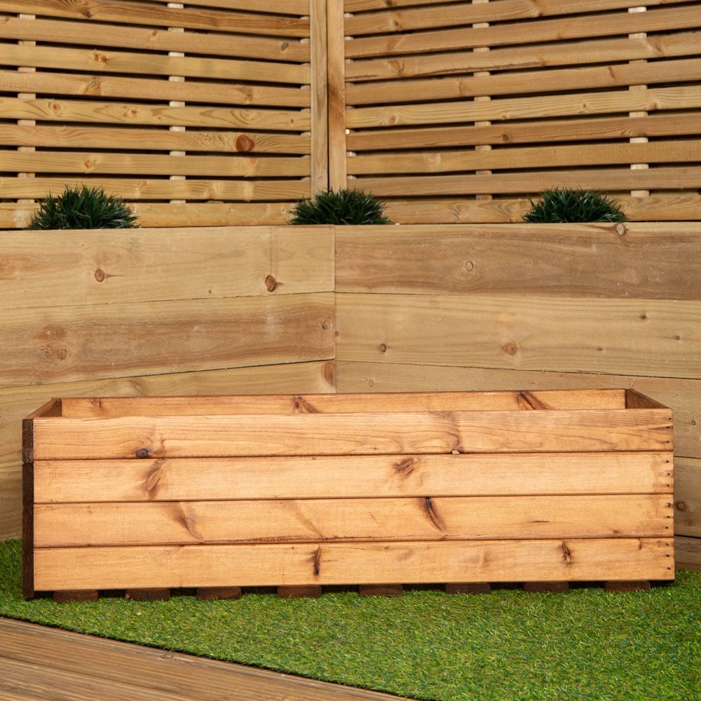 Samuel Alexander Rustic Wood Effect Hand Made Tall Garden Planter Image 2