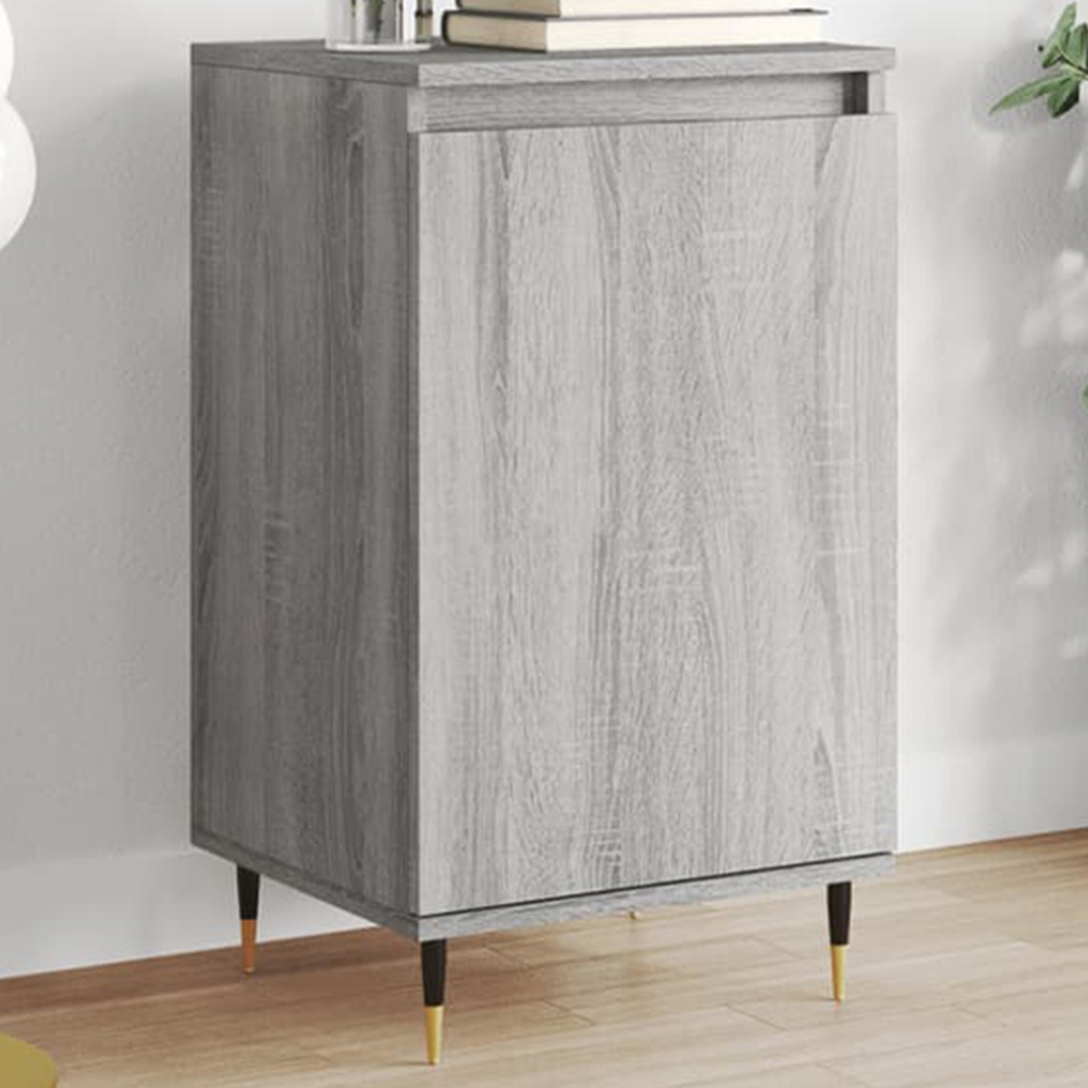 vidaXL Single Door Grey Sonoma Wooden Sideboard Image 1