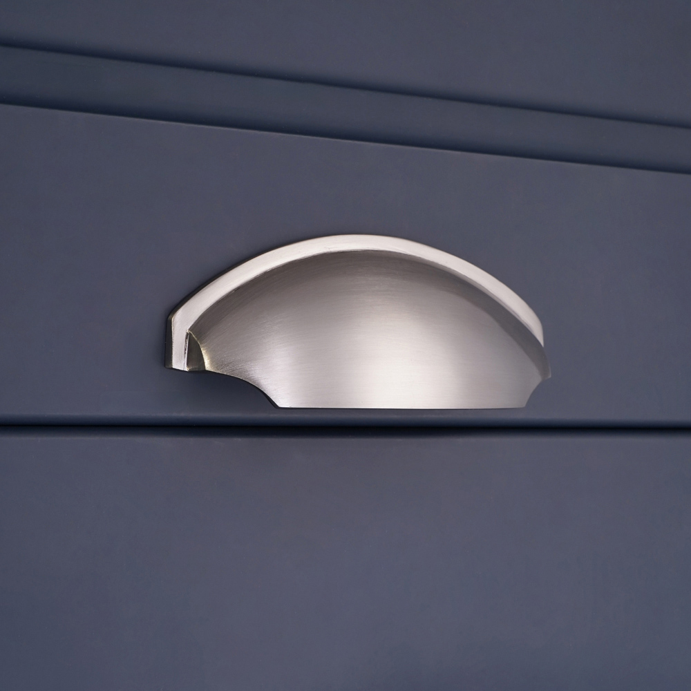 Spira Brass Tulip Satin Nickel Cup Pull Drawer Handle Image 3