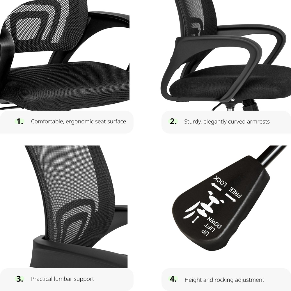 tectake Marius Black Padded Office Chair Image 7