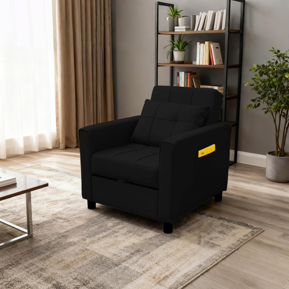 Alivio Singel Seater 3-in-1 Black Convertible Sofa Bed Chair Image 3