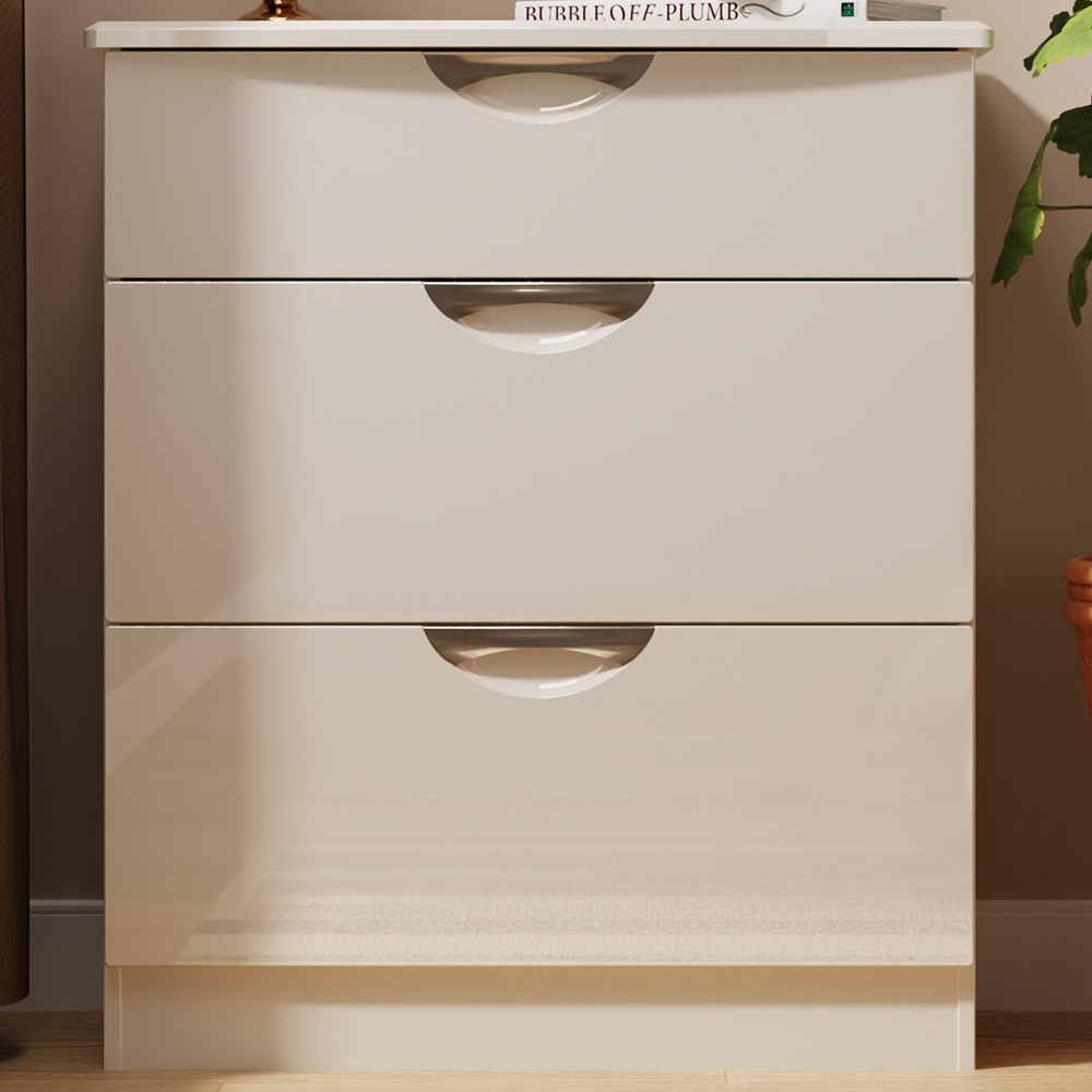 Crowndale Camden 3 Drawer Kashmir Gloss and Kashmir Deep Chest of Drawers Ready Assembled Image 1